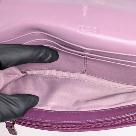 Coach Kristin Purple Leather Long Folding Continental Wallet READ - Picture 7 of 11